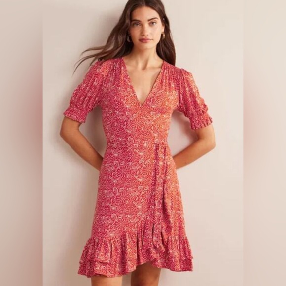 Boden Dresses & Skirts - NWT Boden Vermilion Azure Pop Ruffle Jersey Dress Size 8